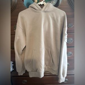 Men's Casual Tan Hoodie with Pocket Detail